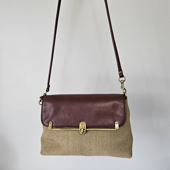 Vintage Etienne Aigner Shoulder Bag Jute & Leather Bag/ Clutch - Picture 13 of 15